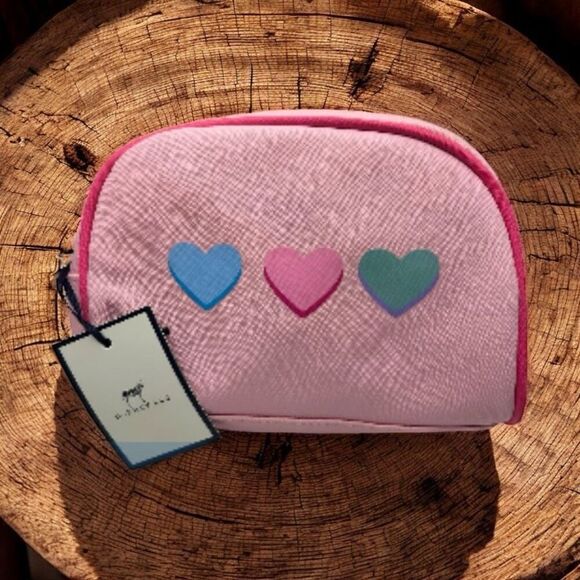 Dabney Lee Makeup Bag Pink Hearts Toiletry Cosmetic New With Tags Bag - Picture 1 of 5